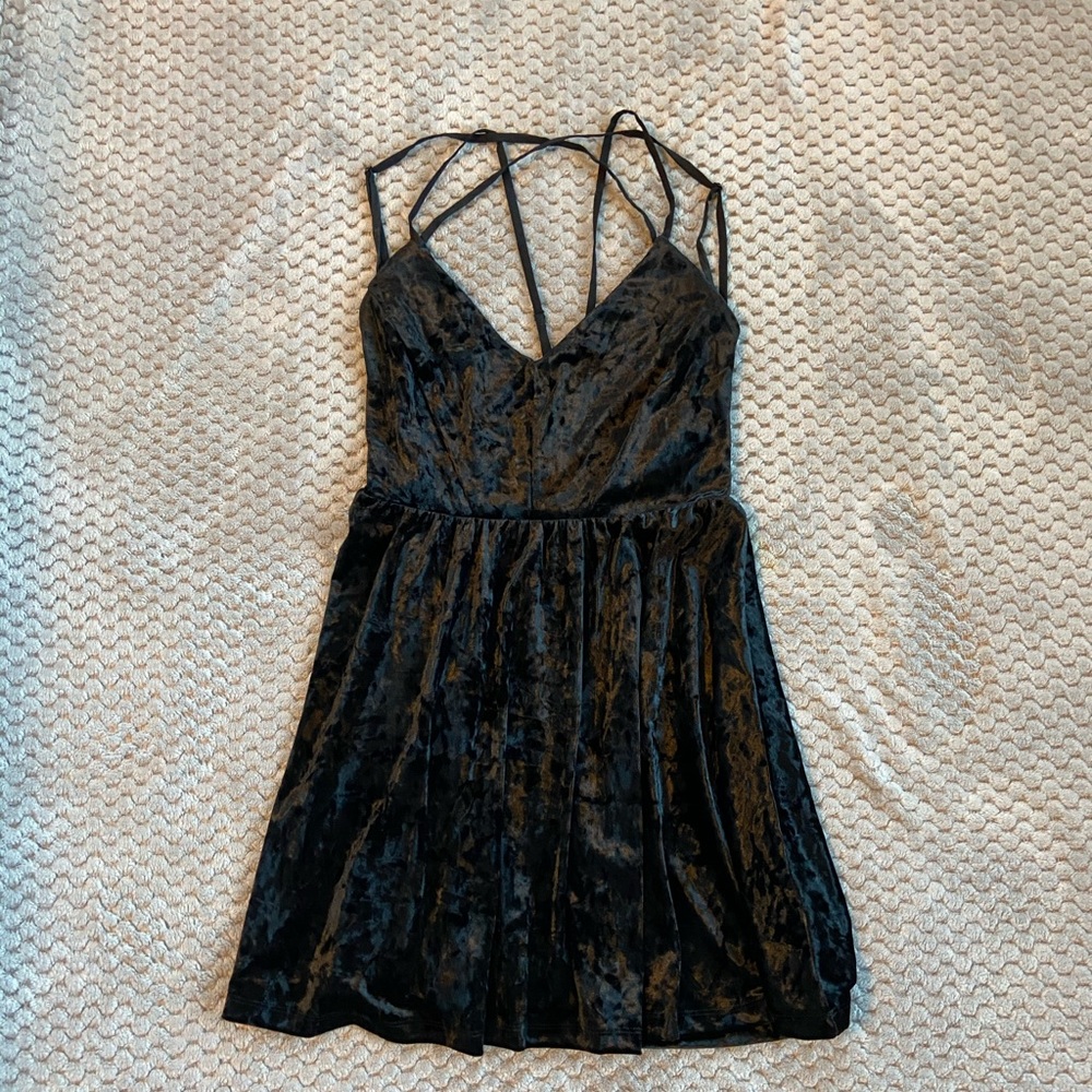 Strappy black velvet dress